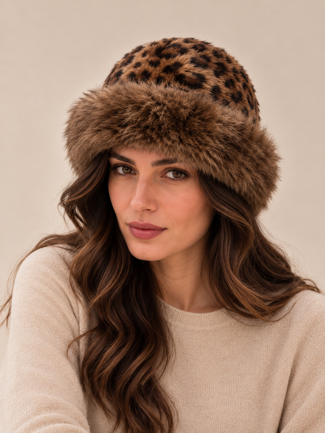 Leopar Kürklü Bere