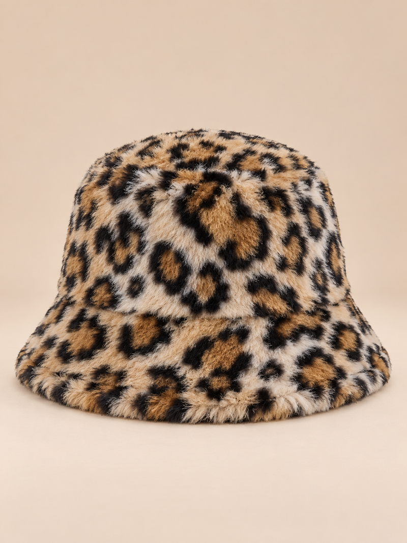 Peluş Leopar Bucket Şapka-zoom-