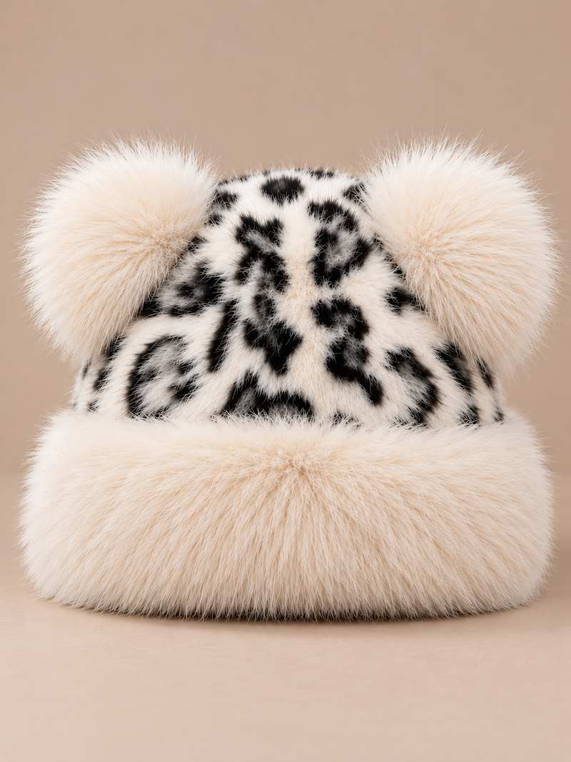 Kulaklı Leopar Kürklü Bere-zoom-