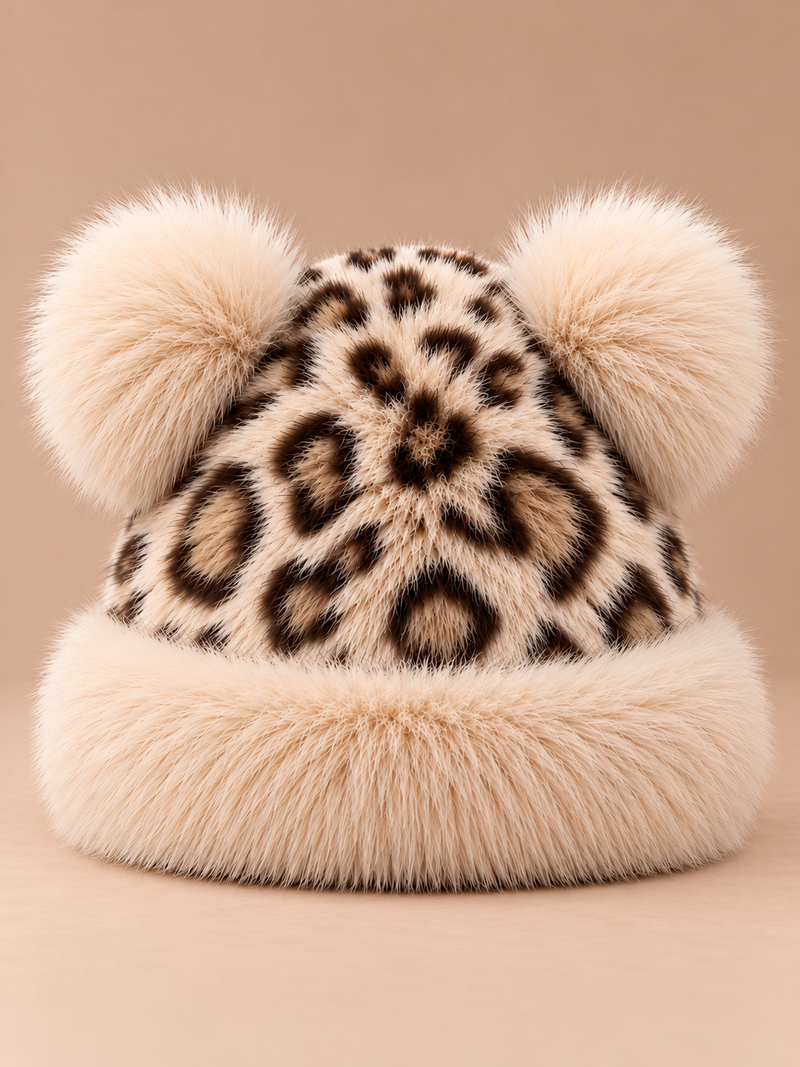 Kulaklı Leopar Kürklü Bere-zoom-
