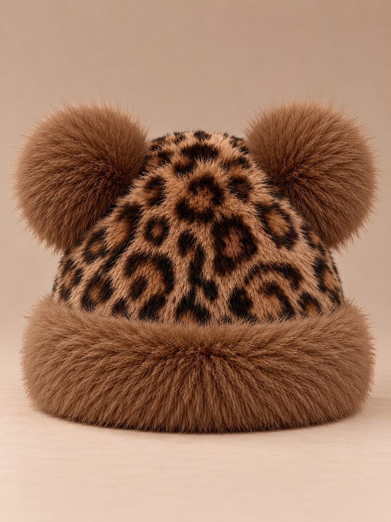 Kulaklı Leopar Kürklü Bere-zoom-