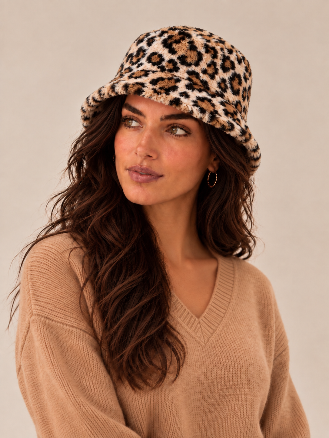 Peluş Leopar Bucket Şapka-1